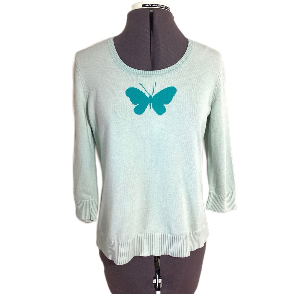 Y2K Vtg Butterfly Knit Sweater Top Sz 6-8 Coquette 2000s Fairy Whimsical Tumblr